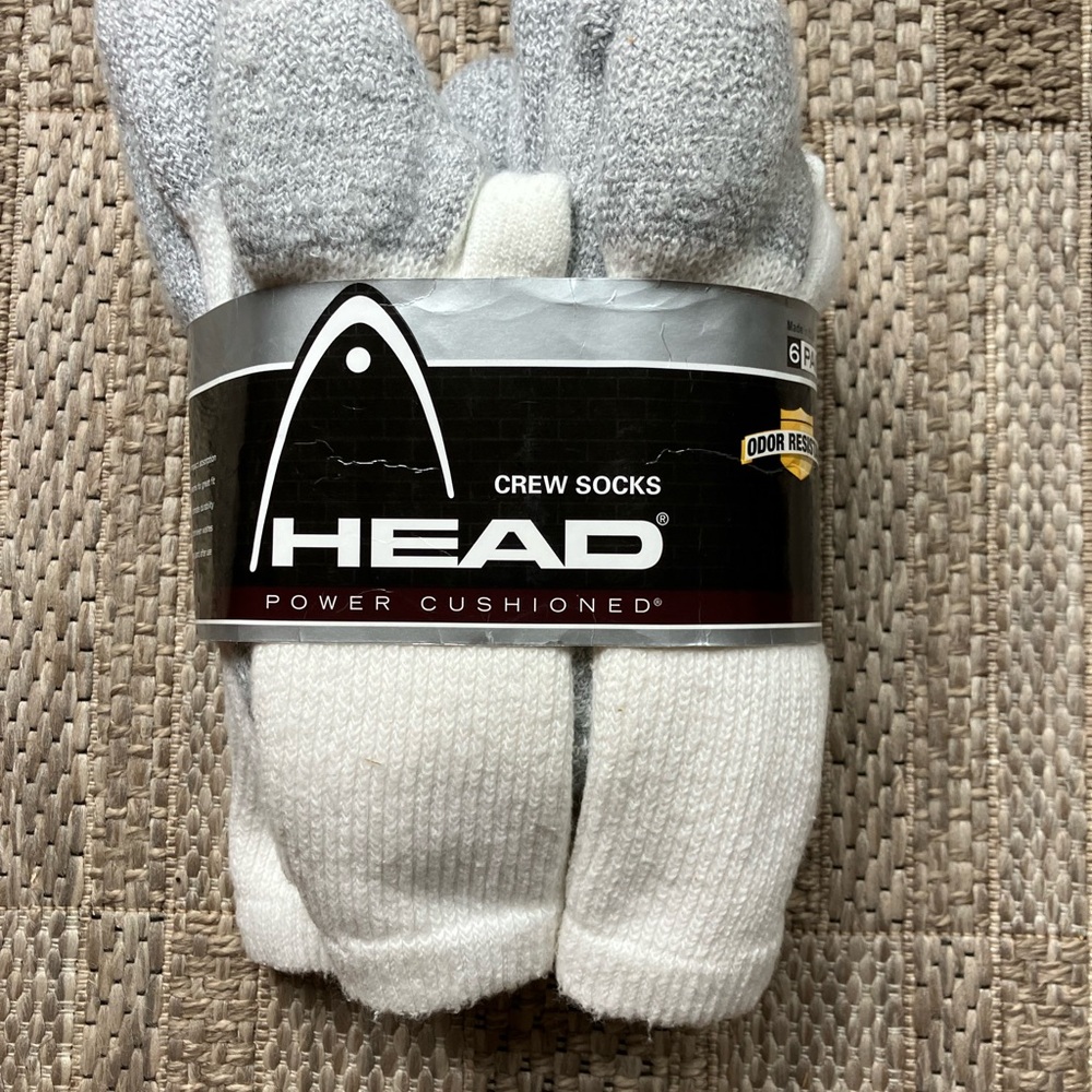 New HEAD White Crew Socks  - 6 Pack